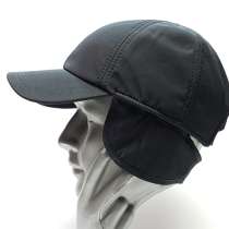 Бейсболка зимняя с ушками плащевка мужская черный, в Москве