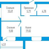 2к Войновка ул. Станционная 54м2 новый дом кирпич, в Тюмени