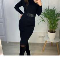 Платье новое чёрное М 46 вязаное футляр по фигуре миди зима, в Москве