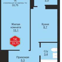 1к ул. Ветеранов Труда новый дом 34м2, в Тюмени