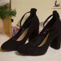 Туфли черные замша на каблуке с ремешком Кари 36 размер, в Перми