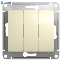 3-клавишный выключатель, сх.1+1+1, 10АХ, механизм, БЕЖЕВЫЙ, в г.Лондон