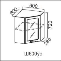 Шкаф угловой стекло 600 кухни Модерн, в Кемерове