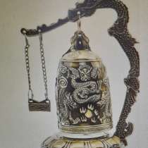 Резной буддийский колокол бронзового цвета из цинкого сплава, в Москве